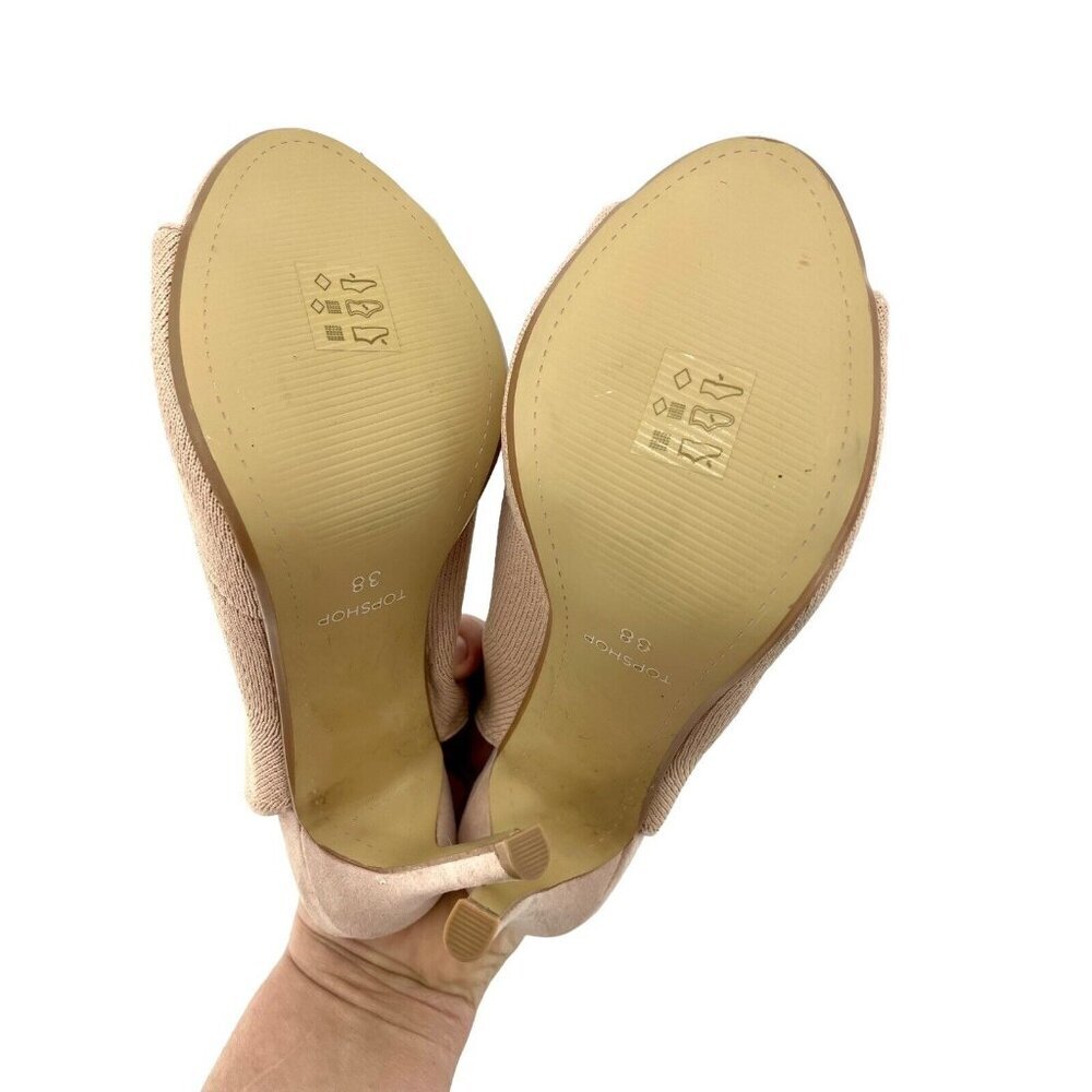 Topshop Ankle Boots Beige Open Toe Sock Booties SZ 38 EU - 7.5 US New - Picture 10 of 10